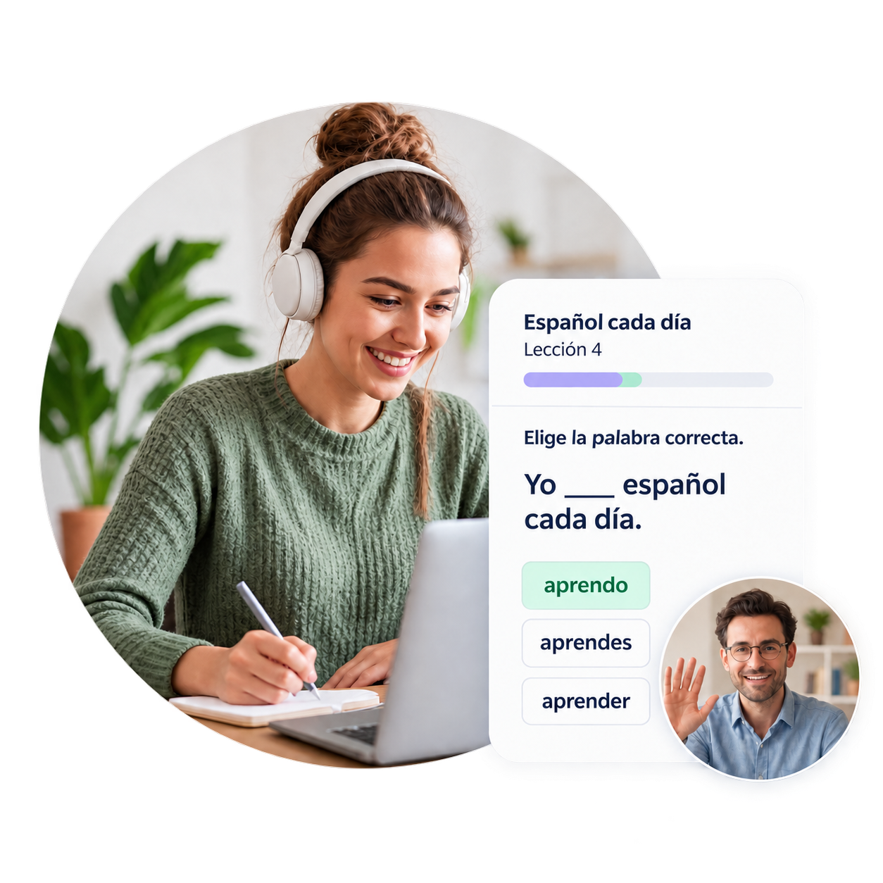 Spanisch lernen am Laptop: E-Learning mit persönlicher Online-Begleitung.